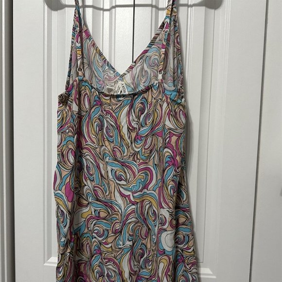 Roxy Daytrip Mini V Neck Slip Dress Swirly Daze Large Retro Swirl NEW - Picture 9 of 9
